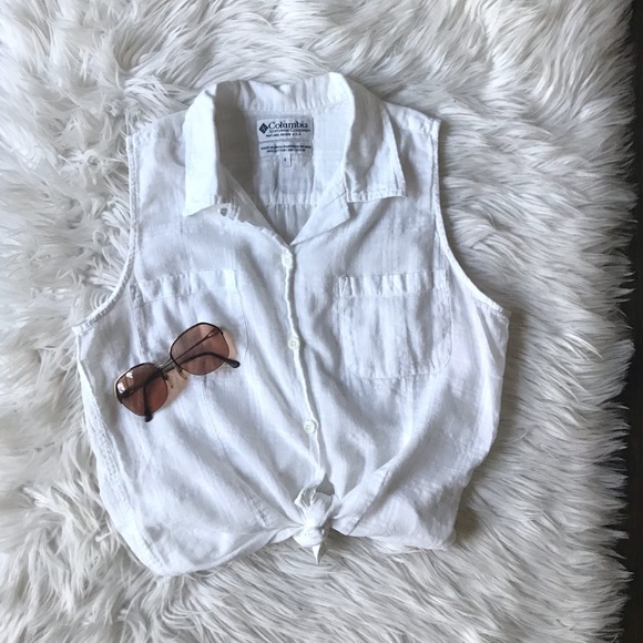 Columbia White Cotton Sleeveless Top - Picture 2 of 7